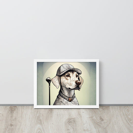 Framed poster-Labrador Retriever Golfer V22