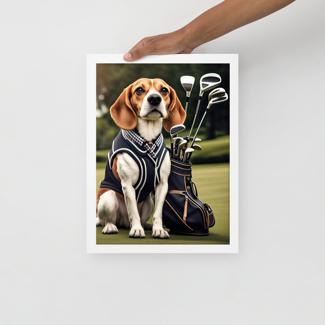 Beagle Golfer- Framed poster