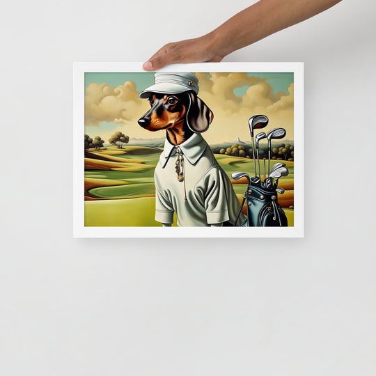 Dachshund Golfer- Framed poster v3