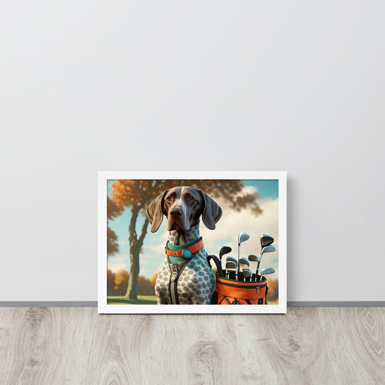 German Shorthaired Pointer Golfer- Framed poster