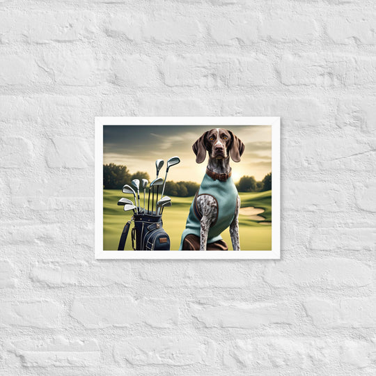 German Shorthaired Pointer Golfer- Framed poster v2