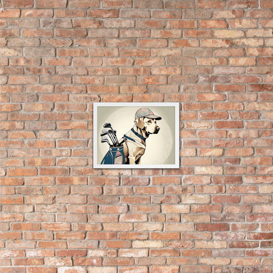 Framed poster-Labrador Retriever Golfer