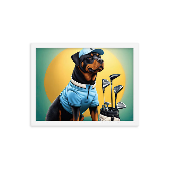 Rottweiler Golfer- Framed poster v2