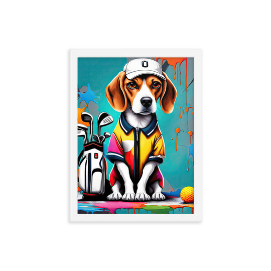 Beagle Golfer- Framed poster v4