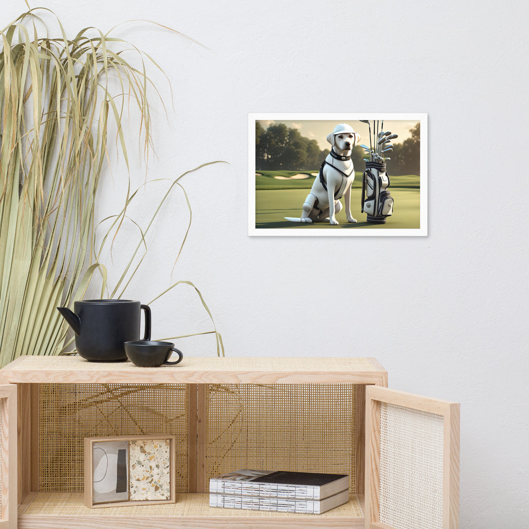 Framed poster-Labrador Retriever Golfer V6