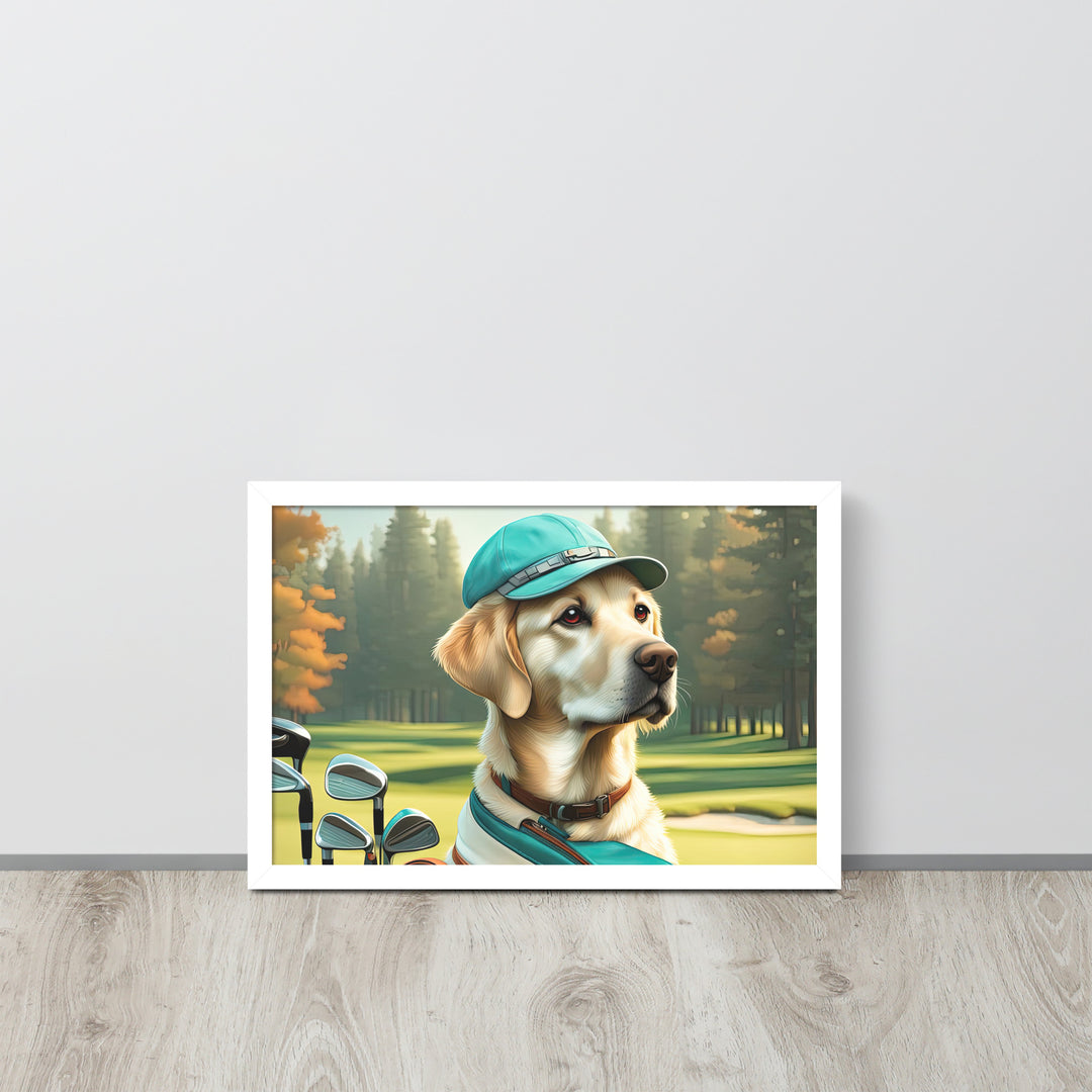 Framed poster-Labrador Retriever Golfer V10