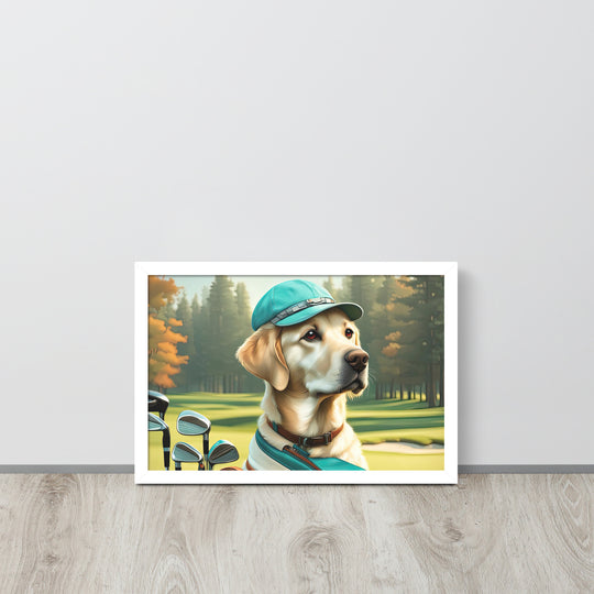 Framed poster-Labrador Retriever Golfer V10