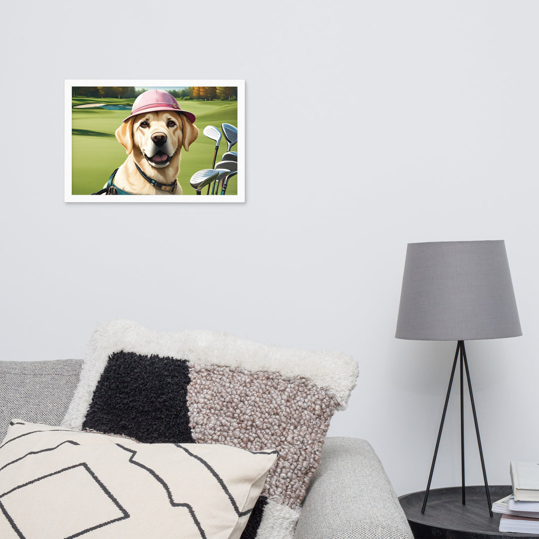 Framed poster-Labrador Retriever Golfer V19