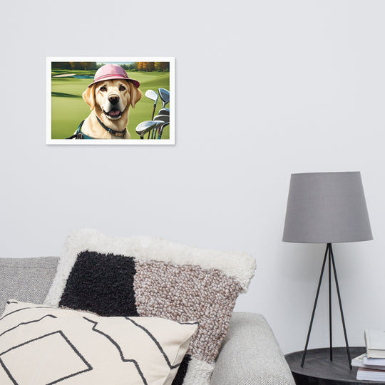 Framed poster-Labrador Retriever Golfer V19