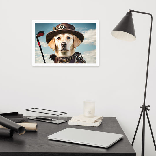 Framed poster-Labrador Retriever Golfer V20