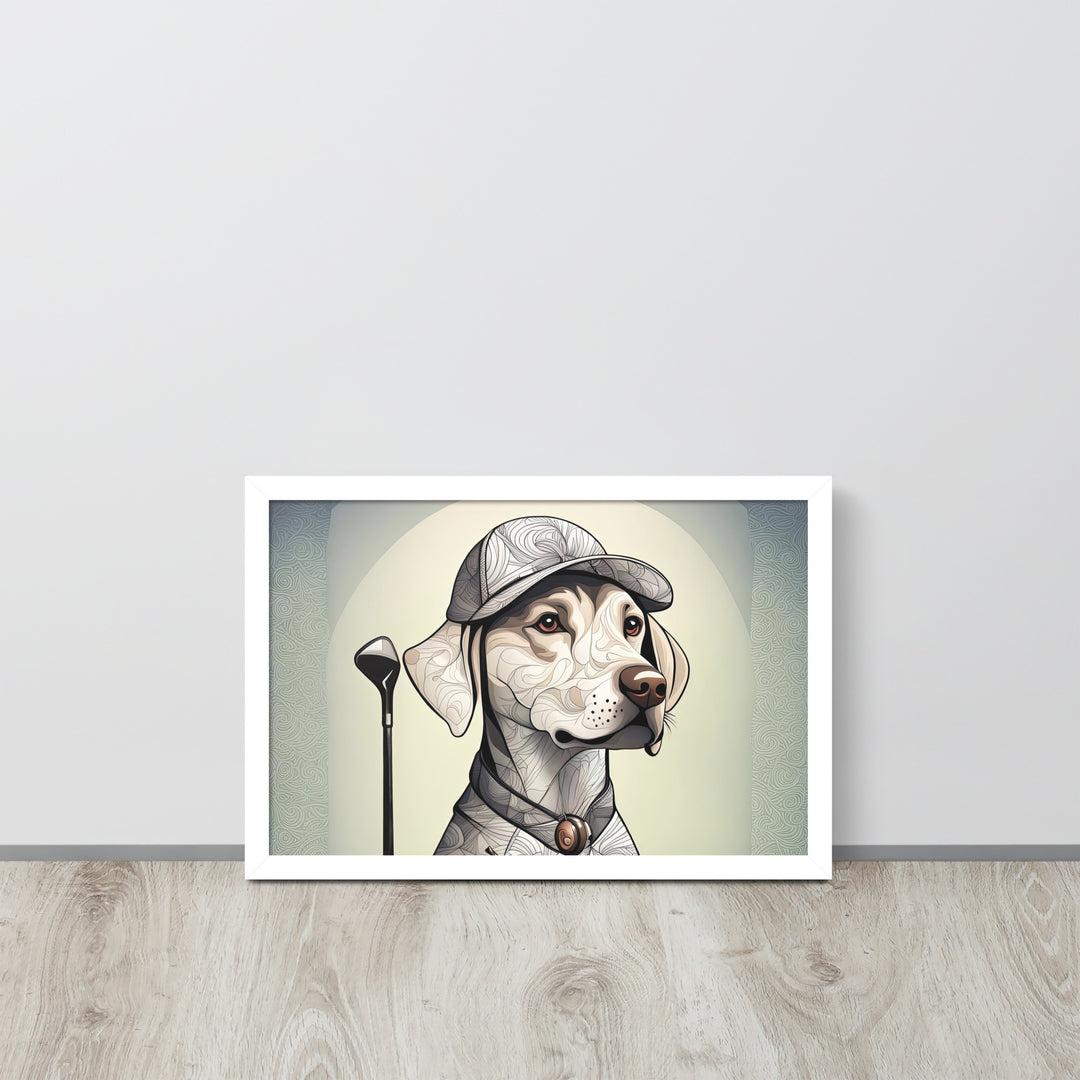 Framed poster-Labrador Retriever Golfer V22