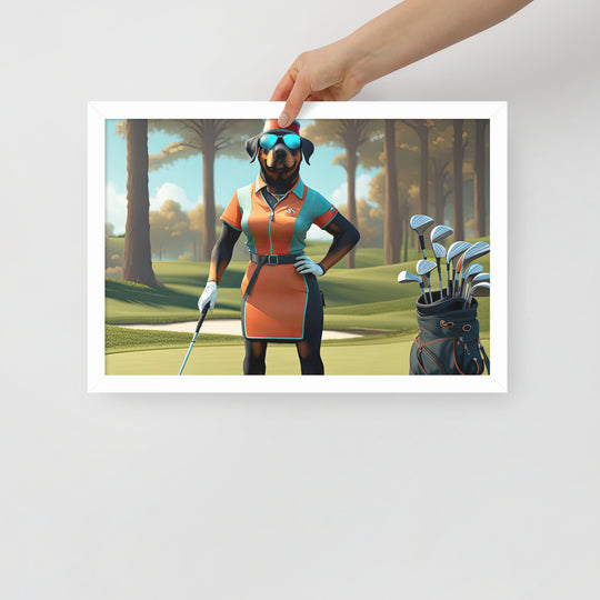 Rottweiler Golfer- Framed poster v4