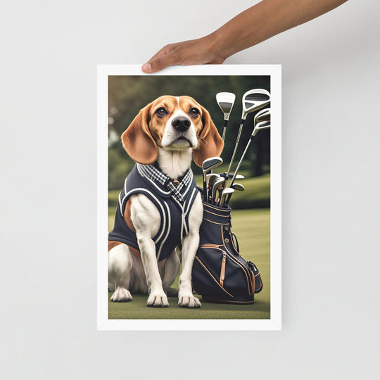 Beagle Golfer- Framed poster