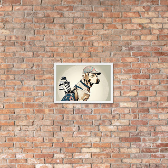 Framed poster-Labrador Retriever Golfer