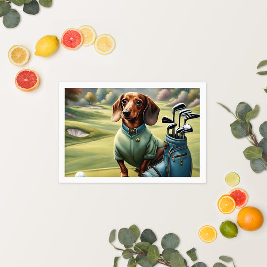 Dachshund Golfer- Framed poster