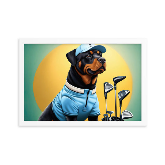 Rottweiler Golfer- Framed poster v2