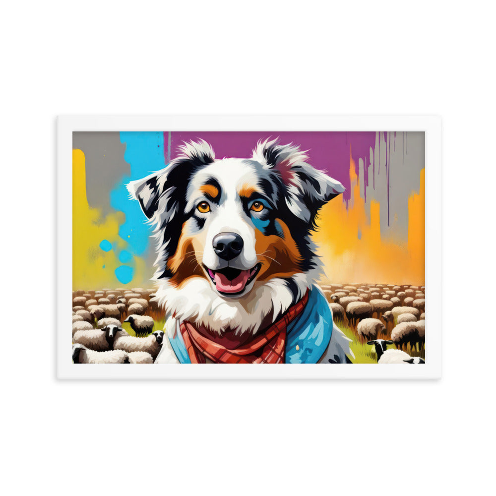 Australian Shepherd- Framed poster v3