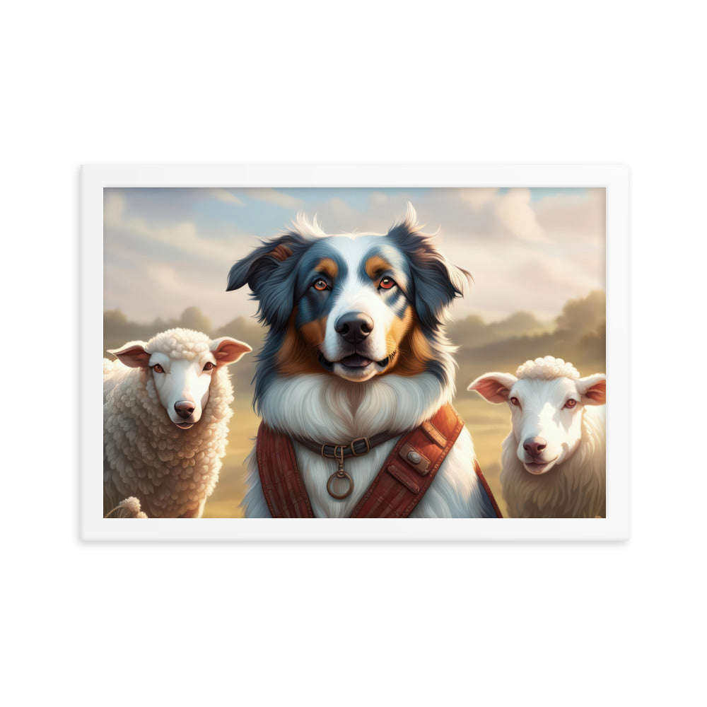 Australian Shepherd- Framed poster v4