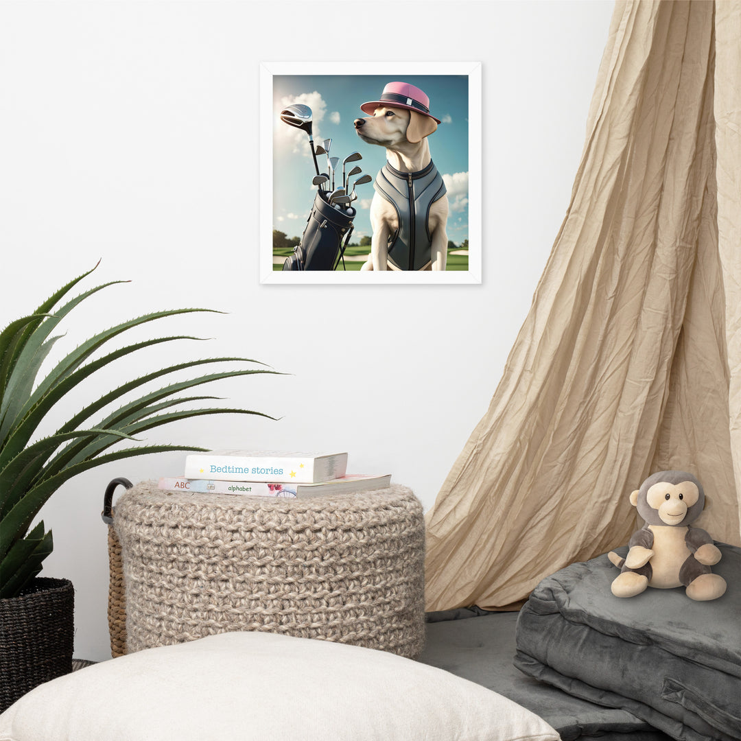 Framed poster-Labrador Retriever Golfer V4