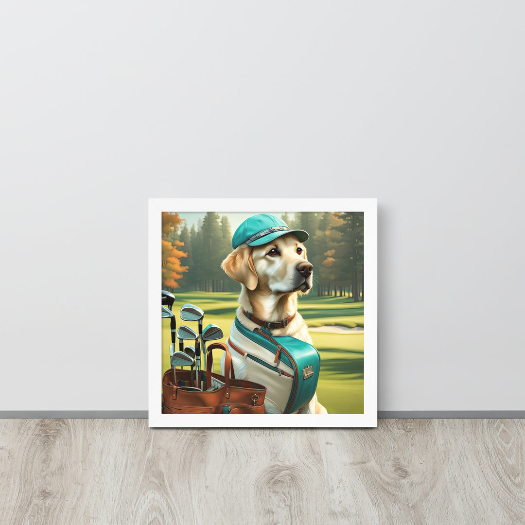 Framed poster-Labrador Retriever Golfer V10