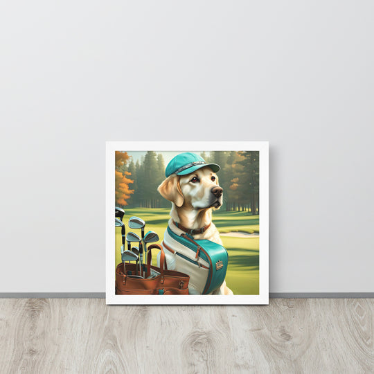 Framed poster-Labrador Retriever Golfer V10