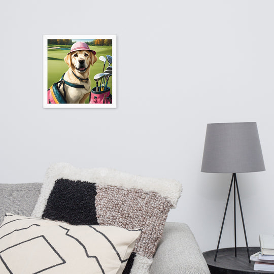 Framed poster-Labrador Retriever Golfer V19