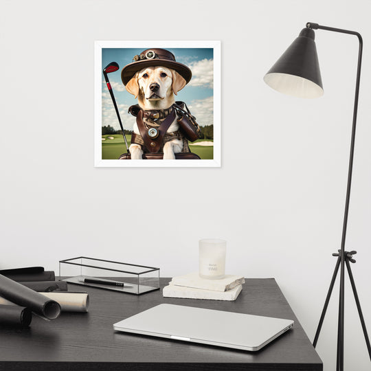 Framed poster-Labrador Retriever Golfer V20