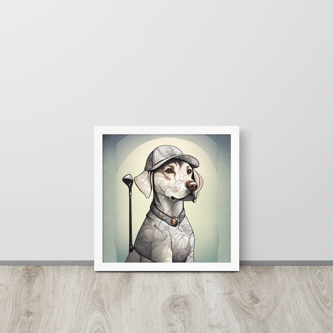 Framed poster-Labrador Retriever Golfer V22