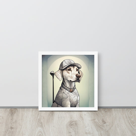 Framed poster-Labrador Retriever Golfer V22