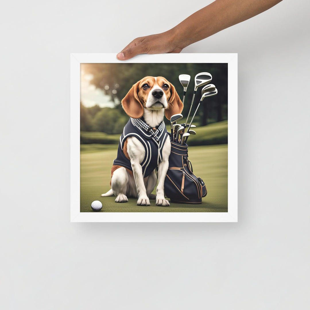 Beagle Golfer- Framed poster