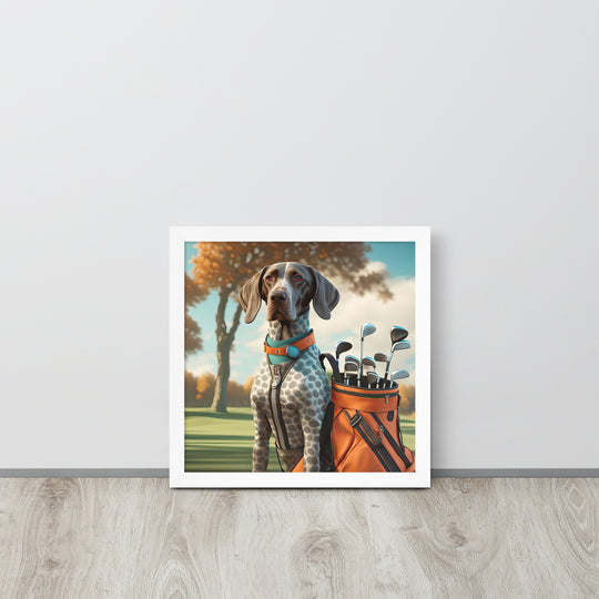 German Shorthaired Pointer Golfer- Framed poster