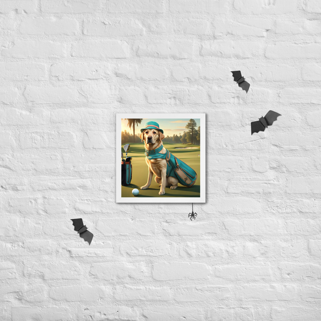 Framed poster-Labrador Retriever Golfer V12