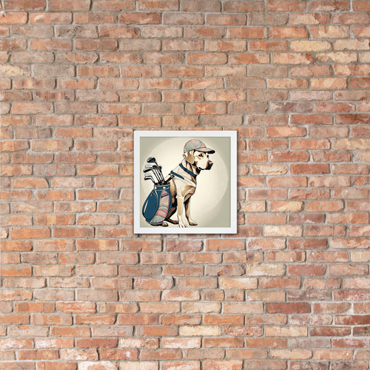 Framed poster-Labrador Retriever Golfer