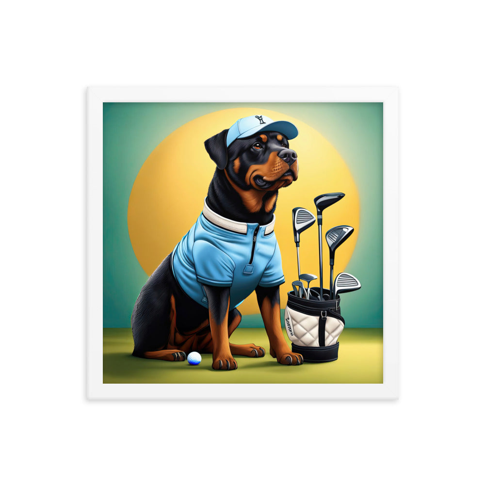 Rottweiler Golfer- Framed poster v2
