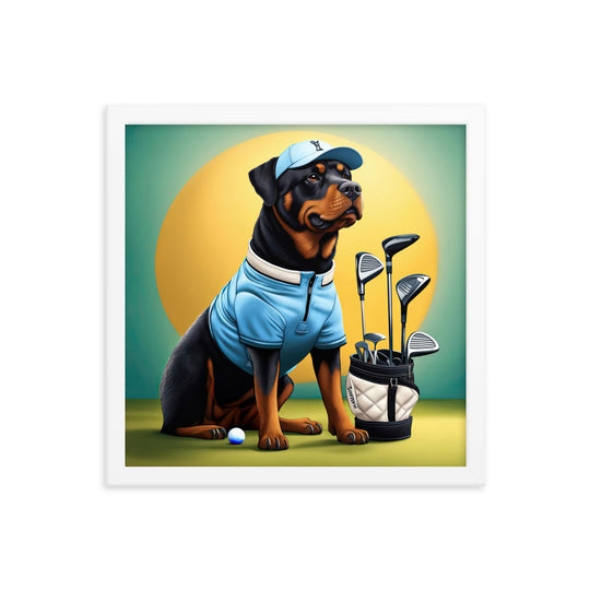 Rottweiler Golfer- Framed poster v2