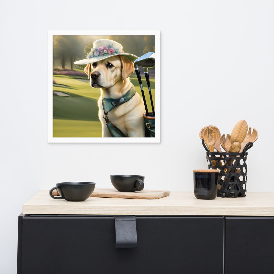 Framed poster-Labrador Retriever Golfer V5