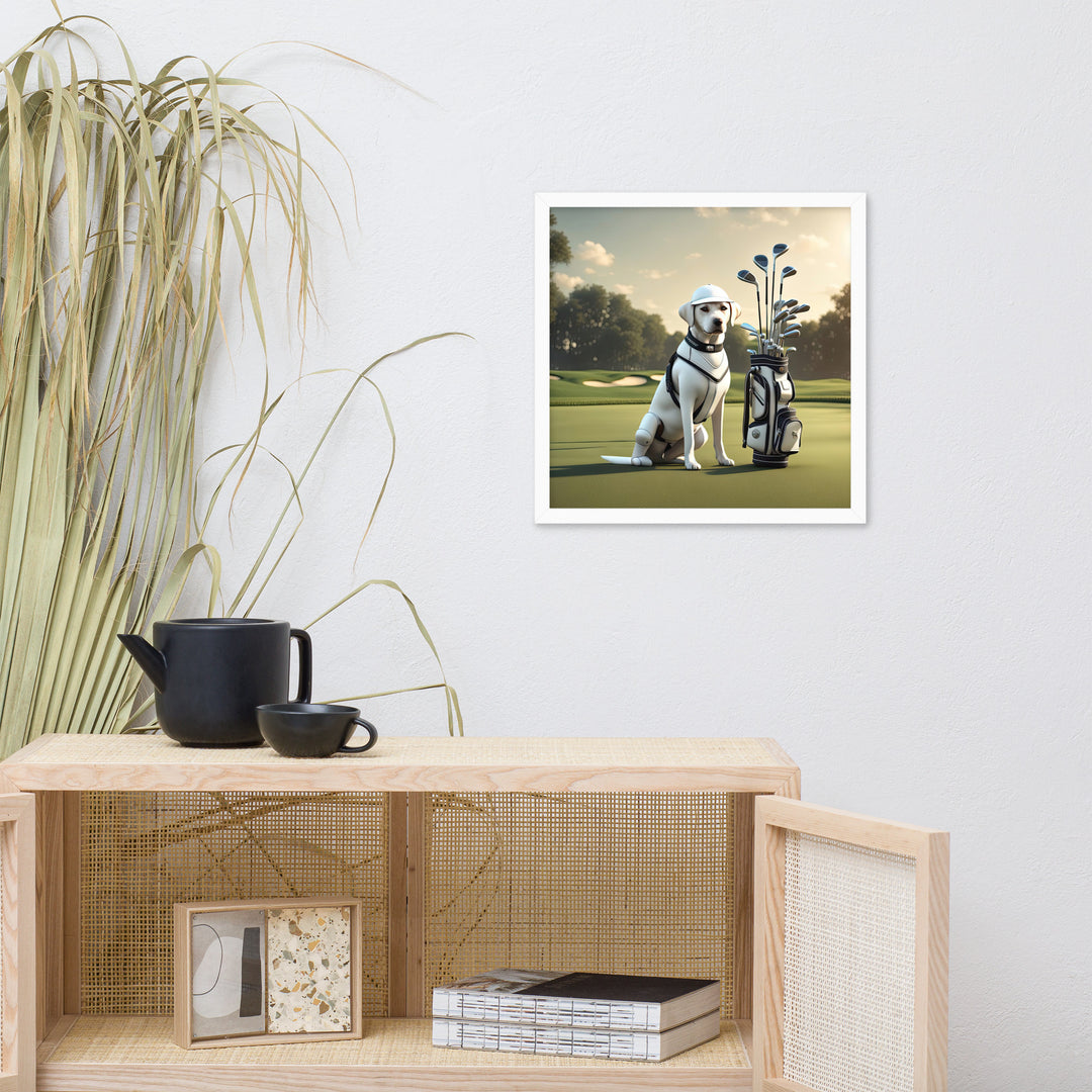 Framed poster-Labrador Retriever Golfer V6