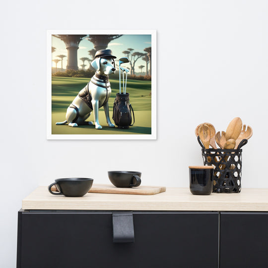 Framed poster-Labrador Retriever Golfer V18