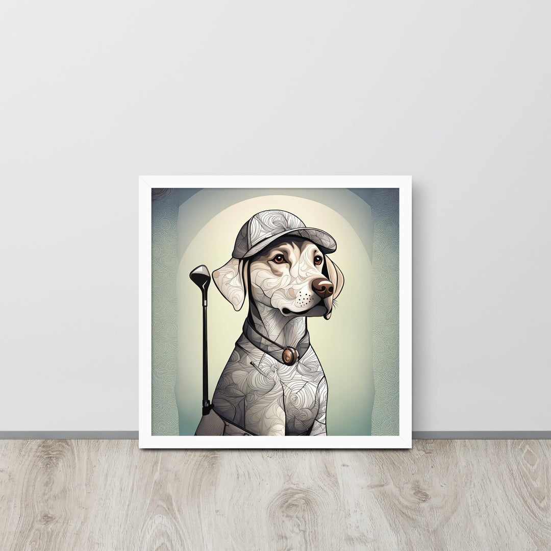 Framed poster-Labrador Retriever Golfer V22