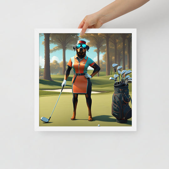 Rottweiler Golfer- Framed poster v4