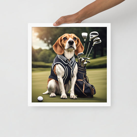 Beagle Golfer- Framed poster