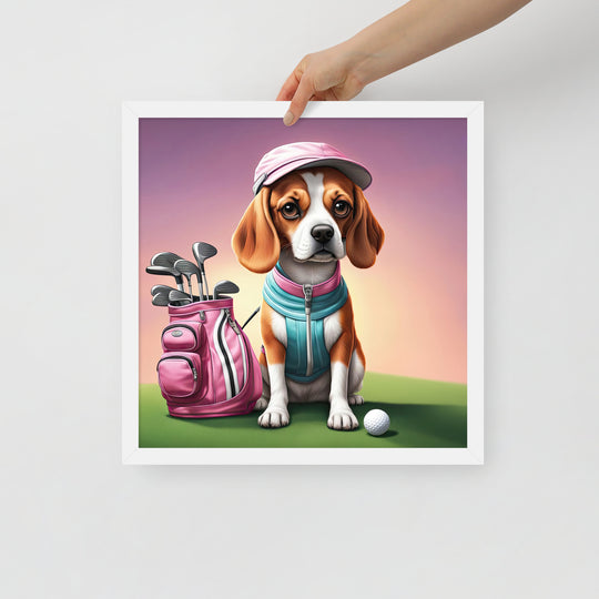 Beagle Golfer- Framed poster v3