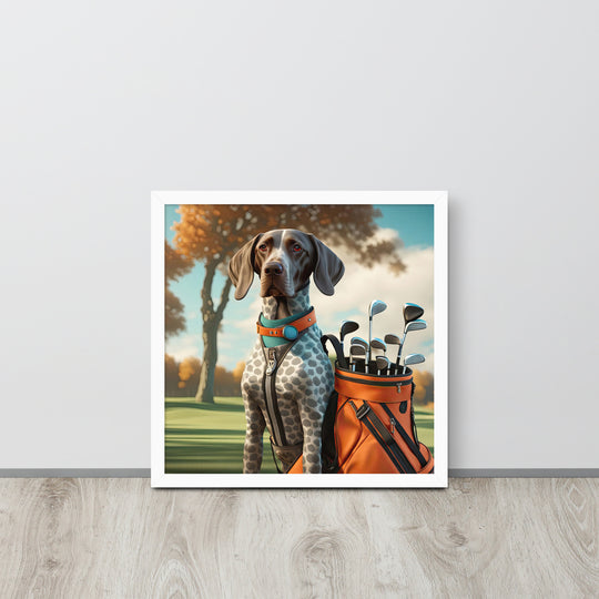 German Shorthaired Pointer Golfer- Framed poster