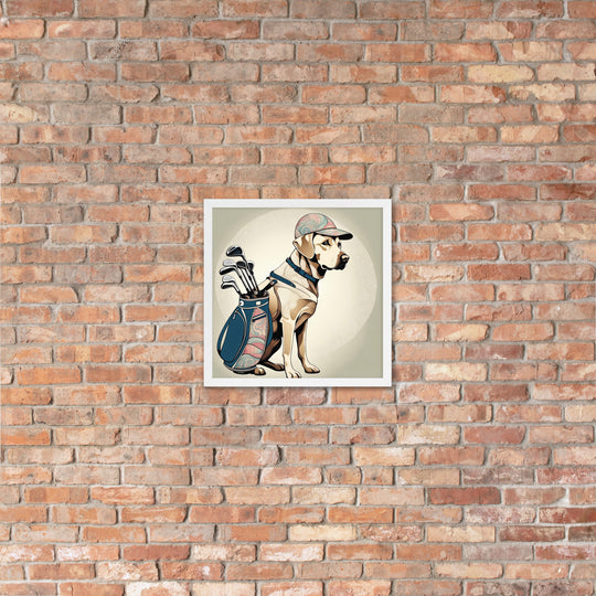 Framed poster-Labrador Retriever Golfer