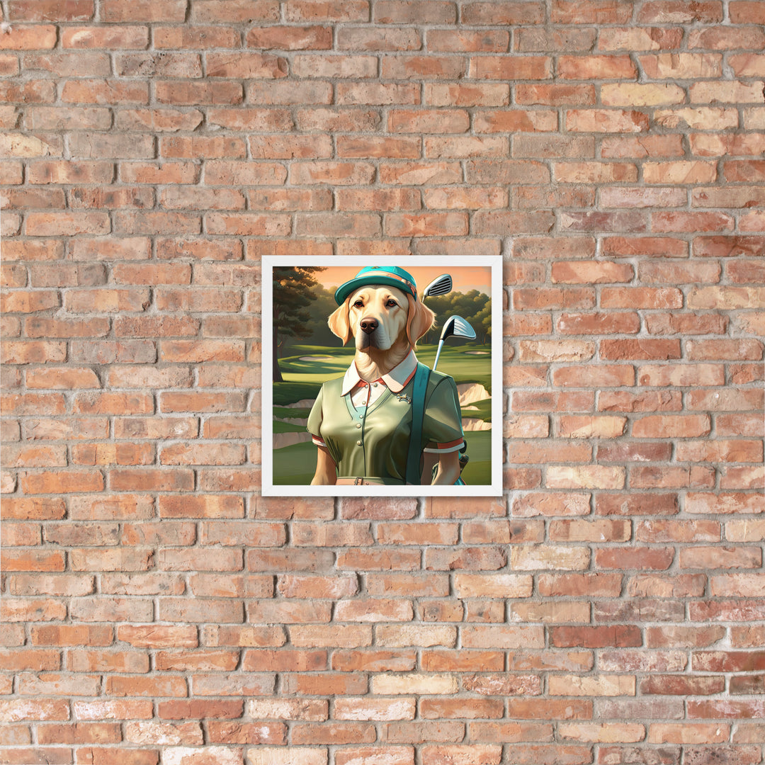 Framed poster-Labrador Retriever Golfer V14