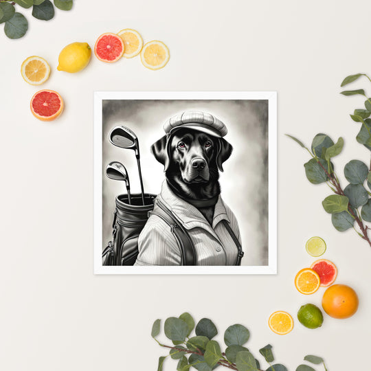 Framed poster-Labrador Retriever Golfer V11