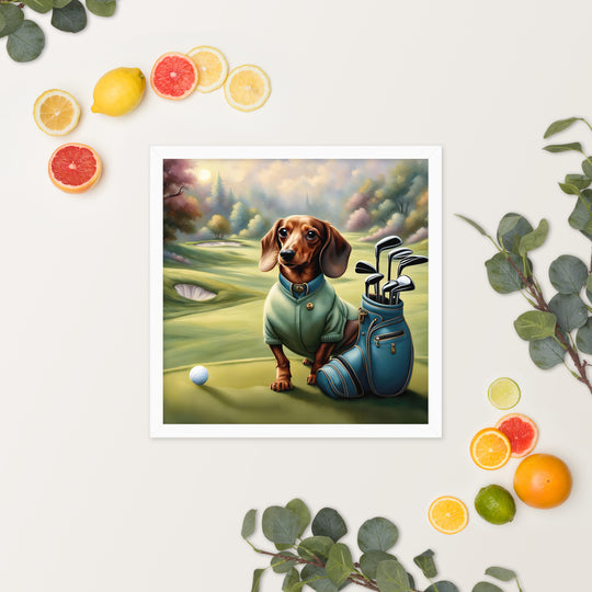 Dachshund Golfer- Framed poster