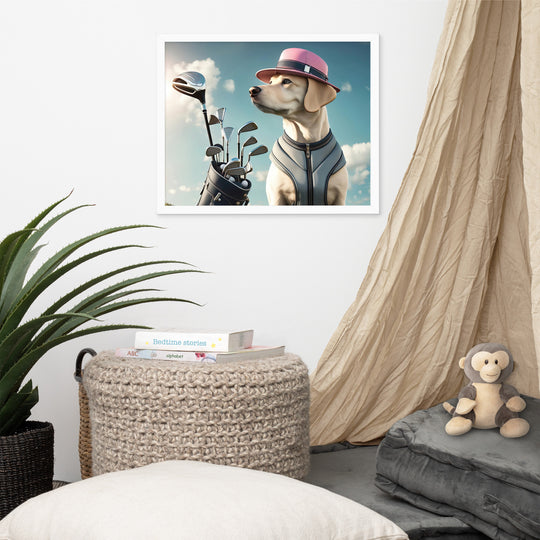 Framed poster-Labrador Retriever Golfer V4