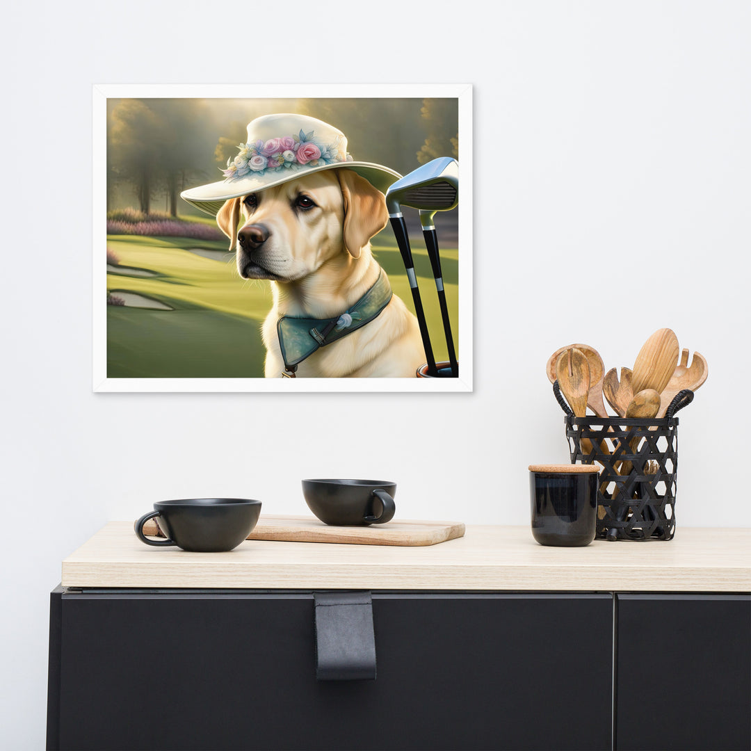 Framed poster-Labrador Retriever Golfer V5