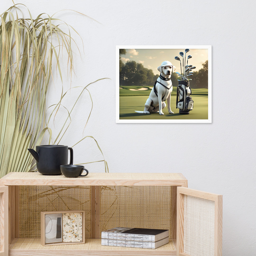 Framed poster-Labrador Retriever Golfer V6